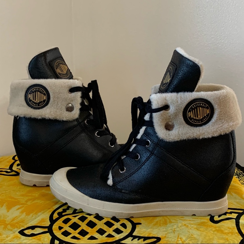 Palladium Leather Ecuador Pilot Wedge Winter Boots - Picture 4 of 13